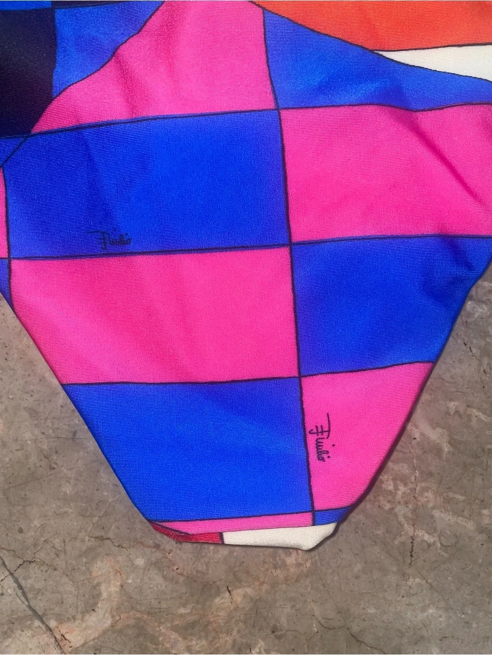 New! Emilio Pucci Kids Girls Pink Red Checkerboard Bikini Swim Bottom ❤️ 6Y